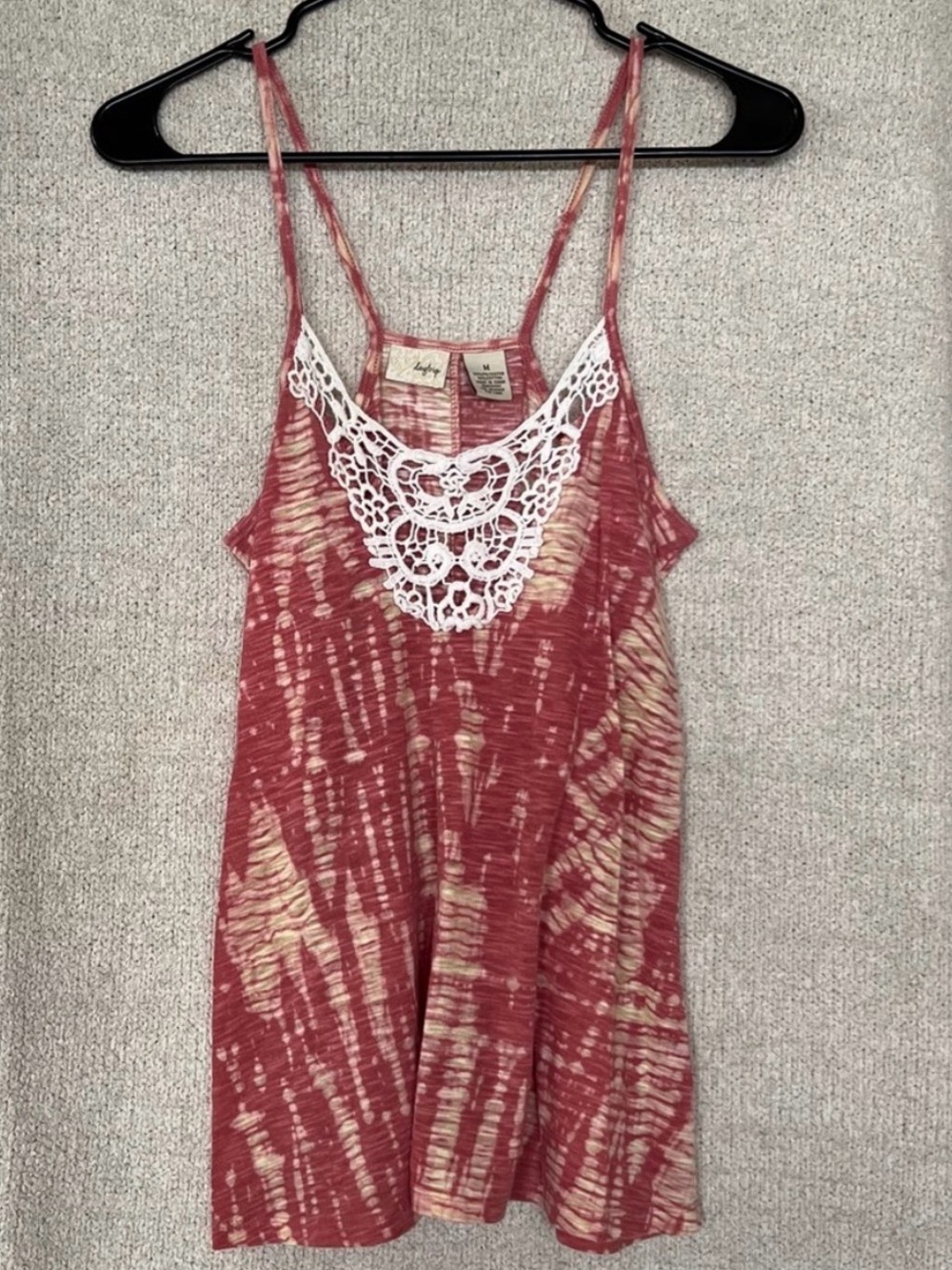 Daytrip Tie-Dye Crochet Yoke Camisole